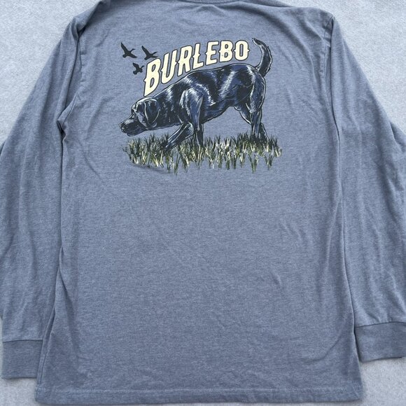 BURLEBO Long Sleeve T Shirt Mens Medium Crew Neck Duck Dog Lab Hunt Outdoors - Picture 1 of 5